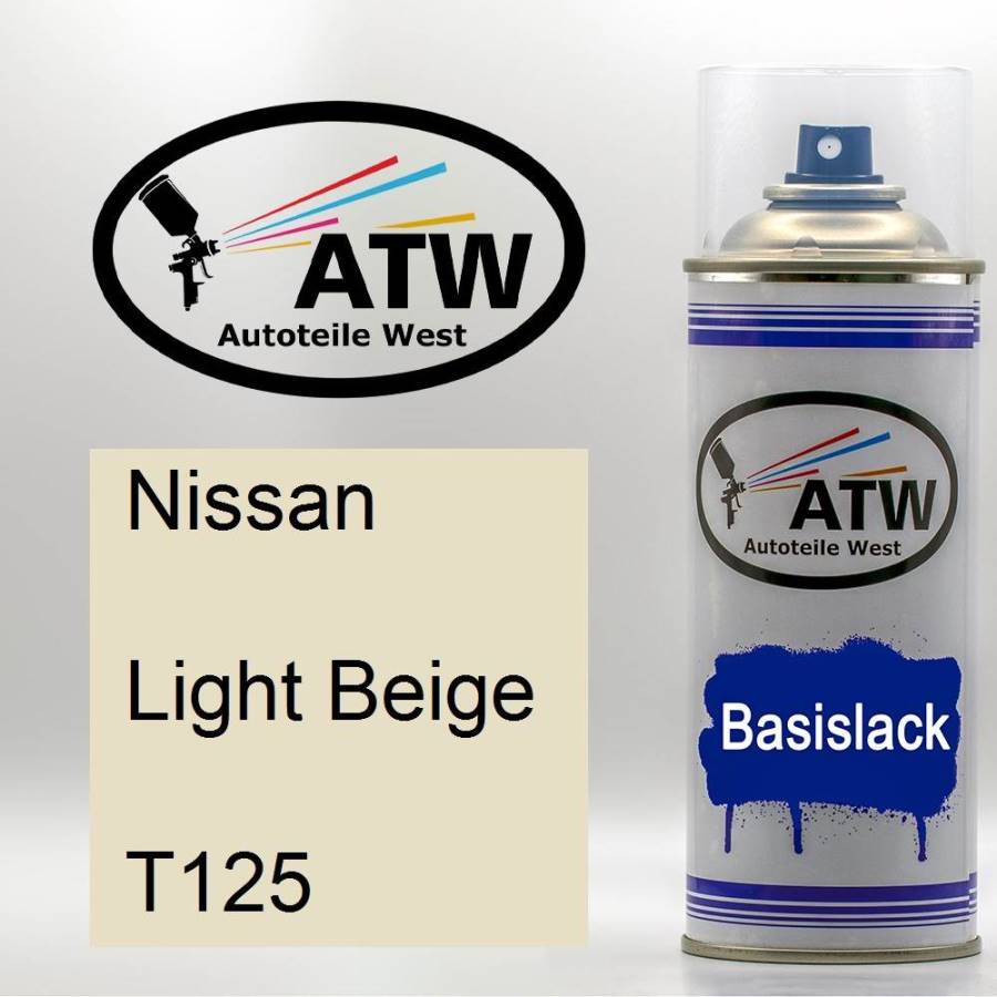 Nissan, Light Beige, T125: 400ml Sprühdose, von ATW Autoteile West.